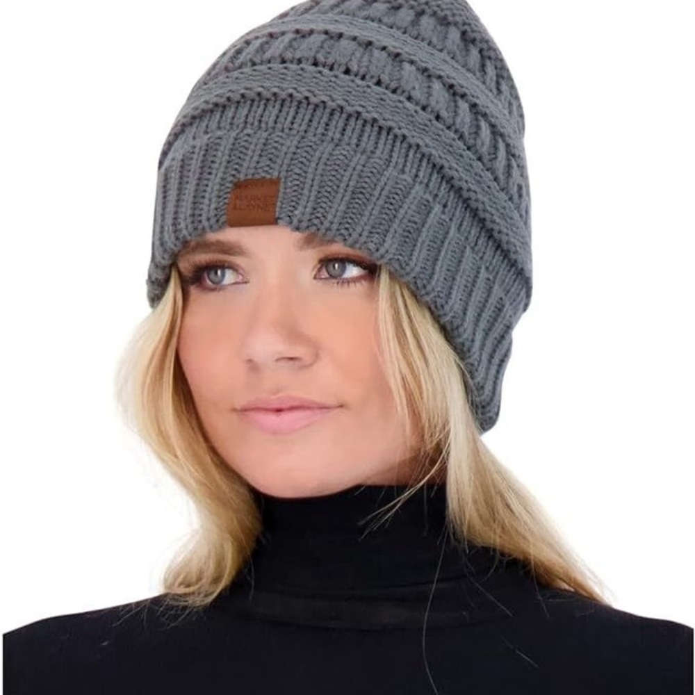 🔥3/$15 Unisex Bluetooth Gray Knit Beanie for comfort & music listening